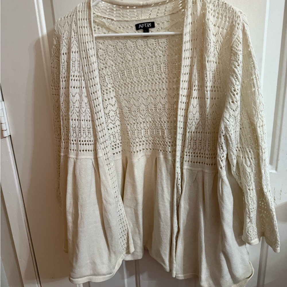 Apt. 9 Cream Cardigan Sweater with Textured Knit